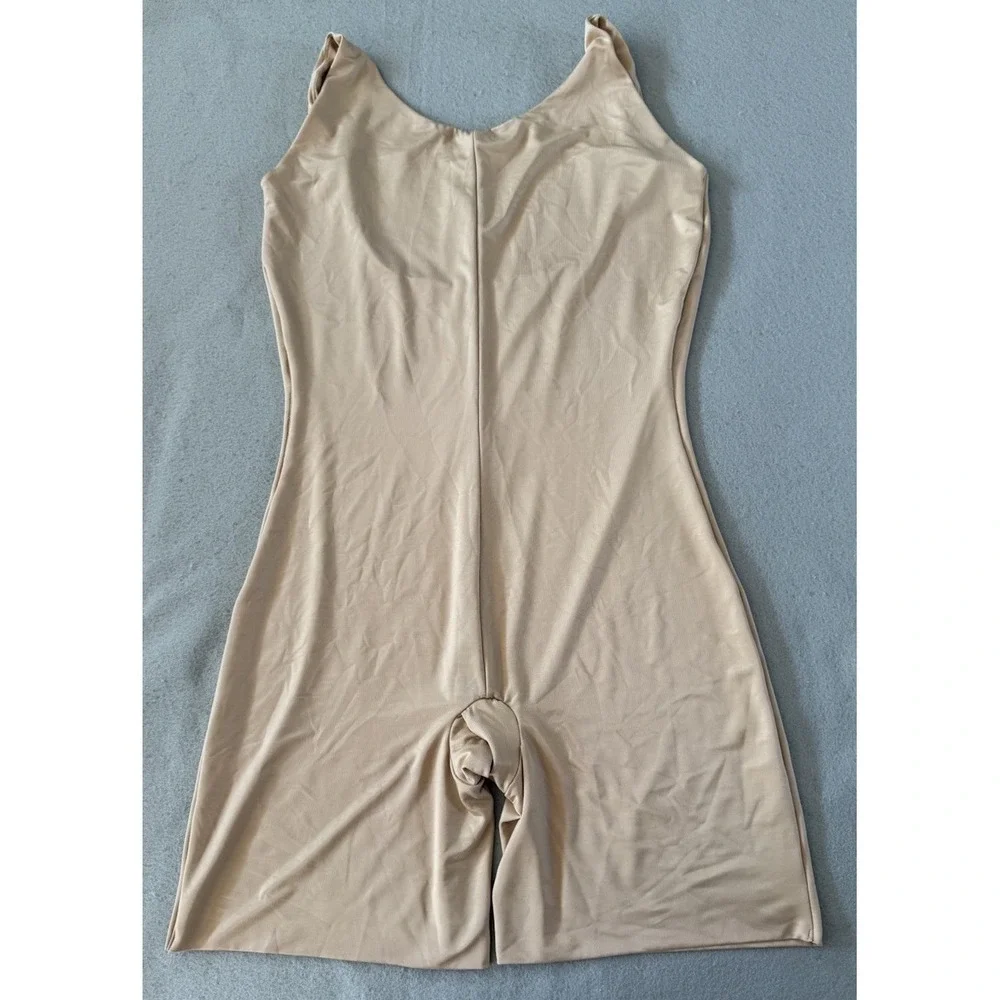 Spanx Thinstincts Open Bust Mid Thigh Bodysuit Shapewear Nude size 2X